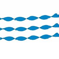 3x Lichtblauwe crepepapier slingers 6 meter geboorte feestversiering - Feestslingers
