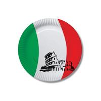 20x stuks Italie vlag thema kartonnen feest bordjes 23 cm - Feestbordjes