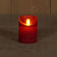 Anna's Collection 1x LED kaarsen/stompkaarsen bordeaux rood met dansvlam 10 cm - LED kaarsen