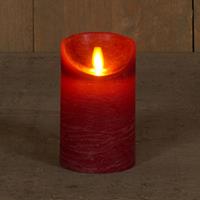 Anna's Collection 1x LED kaarsen/stompkaarsen bordeaux rood met dansvlam 12,5 cm - LED kaarsen