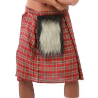 Set van 2x stuks Schotse verkleed rokken/kilts rood met bontje voor heren