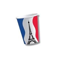 Bellatio 20x stuks Frankrijk thema kartonnen party bekers - Feestbekertjes