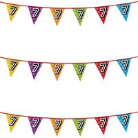 3x stuks vlaggenlijnen glitters 7 jaar thema feestartikelen - Vlaggenlijnen