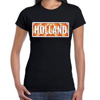 Bellatio Holland / Oranje supporter t-shirt zwart voor dames