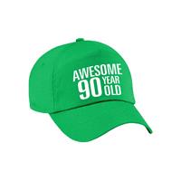 Bellatio Awesome 90 year old verjaardag pet / cap groen voor dames