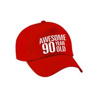 Bellatio Awesome 90 year old verjaardag pet / cap rood voor dames