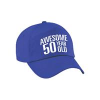 Bellatio Awesome 50 year old verjaardag pet / cap blauw voor dames