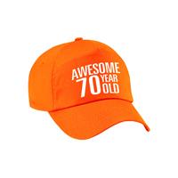 Bellatio Awesome 70 year old verjaardag pet / cap oranje voor dames