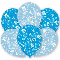 18x stuks Blauwe geboorte ballonnen jongen 27.5 cm - Ballonnen