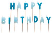 Amscan verjaardagskaarsen Happy Birthday 7 cm wax blauw 13 stuks