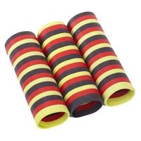 6x rolletjes serpentine rollen zwart/rood/geel van 4 meter - Serpentines