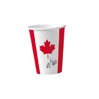 16x stuks Canada vlag kartonnen bekers 200 ml - Feestbekertjes