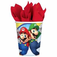 24x stuks Super Mario thema bekers 266 ml - Feestbekertjes
