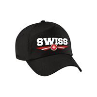 Bellatio Zwitserland / Swiss landen pet / baseball cap zwart kinderen - Verkleedhoofddeksels