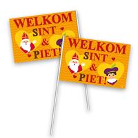 Folat 60x Stuks welkom Sint en Piet zwaaivlaggetjes - zwaaivlaggen