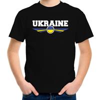 Bellatio Oekraine / Ukraine landen t-shirt zwart kids (158-164) - Feestshirts