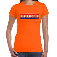 Bellatio Oranje / Holland supporter t-shirt / shirt Holland banner oranje voor dames