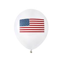 8x Witte ballonnen met Amerikaanse vlag/USA thema 23 cm - Ballonnen