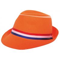 Oranje tribly hoed - Verkleedhoofddeksels