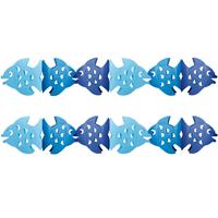 Set van 2x stuks papieren thema feest slingers met blauwe vissen 3 meter -