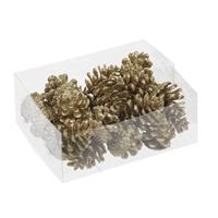 Bellatio 24x Gouden glitter decoratie dennenappels 4,5 cm - Feestdecoratievoorwerp