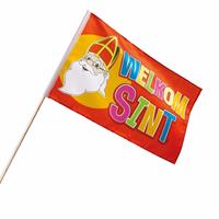 Voordeelset van 15x stuks welkom Sint zwaaivlaggetjes 30 x 45 cm - zwaaivlaggen