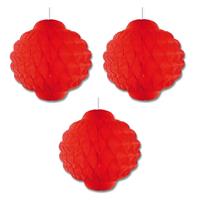 Set van 5x stuks rode Aziatische thema decoratie lampionnen 30 cm - Hangdecoratie