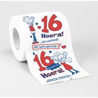 Cadeau toiletpapier rol 16 jaar verjaardag versiering/decoratie - Fopartikelen