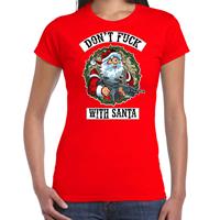 Bellatio Fout Kerstshirt / outfit Dont fuck with Santa rood voor dames
