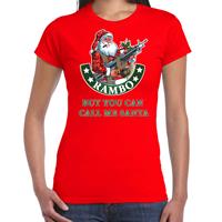 Bellatio Fout Kerstshirt / outfit Rambo but you can call me Santa rood voor dames