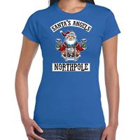 Bellatio Fout Kerstshirt / outfit Santas angels Northpole blauw voor dames