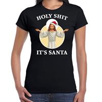 Bellatio Holy shit its Santa fout Kerstshirt / outfit zwart voor dames