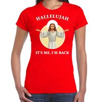 Bellatio Hallelujah its me im back Kerst t-shirt / outfit rood voor dames
