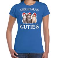 Bellatio Kitten Kerst t-shirt / outfit Christmas cuties blauw voor dames