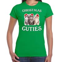 Bellatio Kitten Kerst t-shirt / outfit Christmas cuties groen voor dames