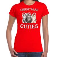 Bellatio Kitten Kerst t-shirt / outfit Christmas cuties rood voor dames