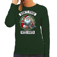 Bellatio Foute Kerstsweater / outfit Dont fuck with Santa groen voor dames