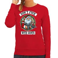 Bellatio Foute Kerstsweater / outfit Dont fuck with Santa rood voor dames
