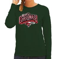 Bellatio Merry Christmas Kerstsweater / Kerst outfit groen voor dames