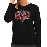 Bellatio Merry Christmas Kerstsweater / Kerst outfit zwart voor dames