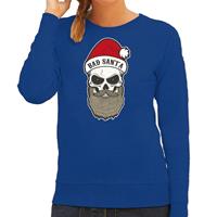 Bellatio Bad Santa foute Kerstsweater / outfit blauw voor dames