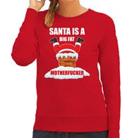 Bellatio Foute Kerstsweater / outfit Santa is a big fat motherfucker rood voor dames