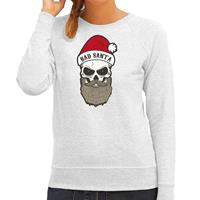 Bellatio Bad Santa foute Kerstsweater / outfit grijs voor dames