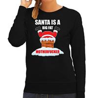 Bellatio Foute Kerstsweater / outfit Santa is a big fat motherfucker zwart voor dames