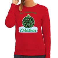 Bellatio Wiet Kerstbal sweater / outfit All i want for Christmas rood voor dames