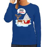 Bellatio F#ck coronavirus foute Kerstsweater / outfit blauw voor dames