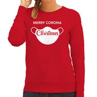 Bellatio Merry corona Christmas foute Kerstsweater / outfit rood voor dames