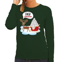 Bellatio F#ck coronavirus foute Kerstsweater / outfit groen voor dames