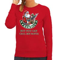 Bellatio Fout Kerstsweater / outfit Rambo but you can call me Santa rood voor dames