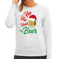Bellatio Ho ho hold my beer fout Kerstsweater / outfit grijs voor dames
